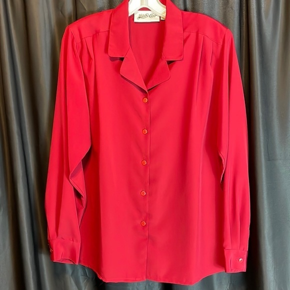 Yves St. Clair cranberry red long sleeve button down blouse - Picture 1 of 6